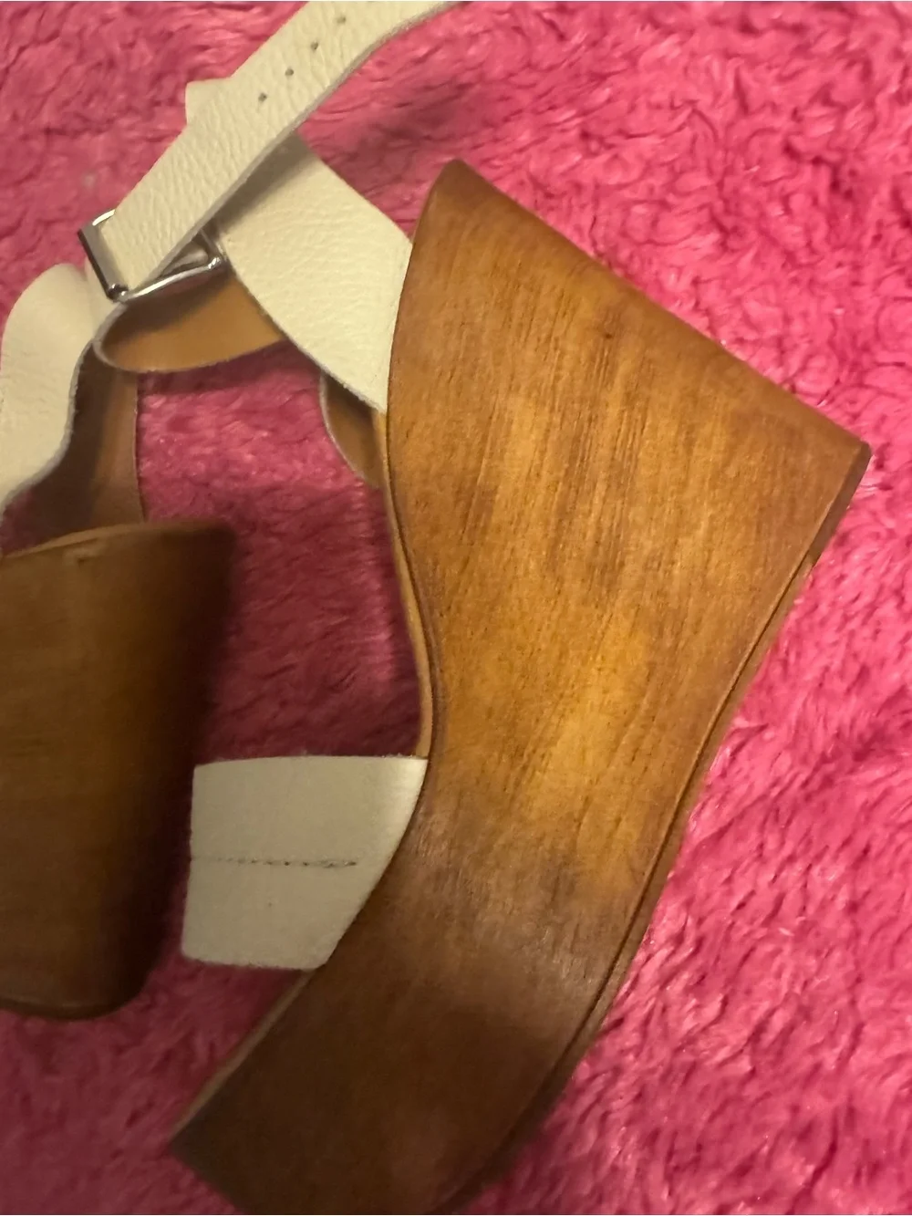 Steve Madden Cream Leather Cross-Strap Ankle Sandals